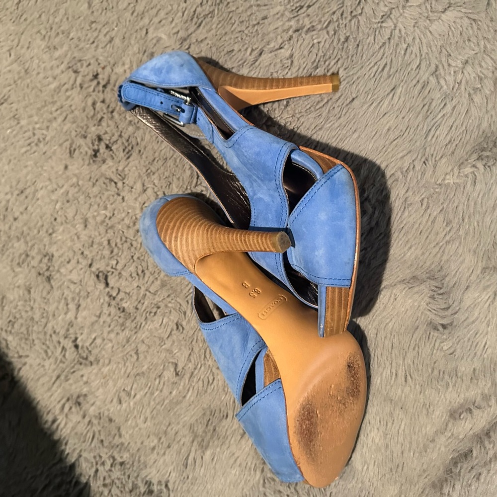 Coach Blue Open-Toe Heels - Picture 9 of 16